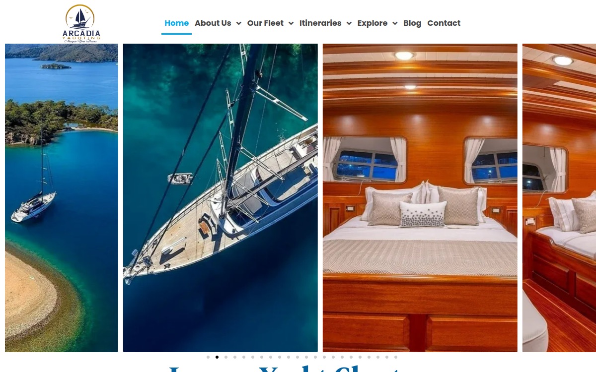 Arcadia Yachting website screenshot