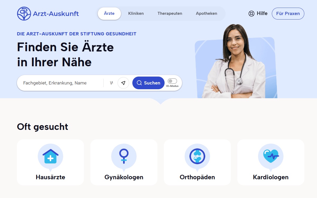 Arzt-Auskunft website screenshot