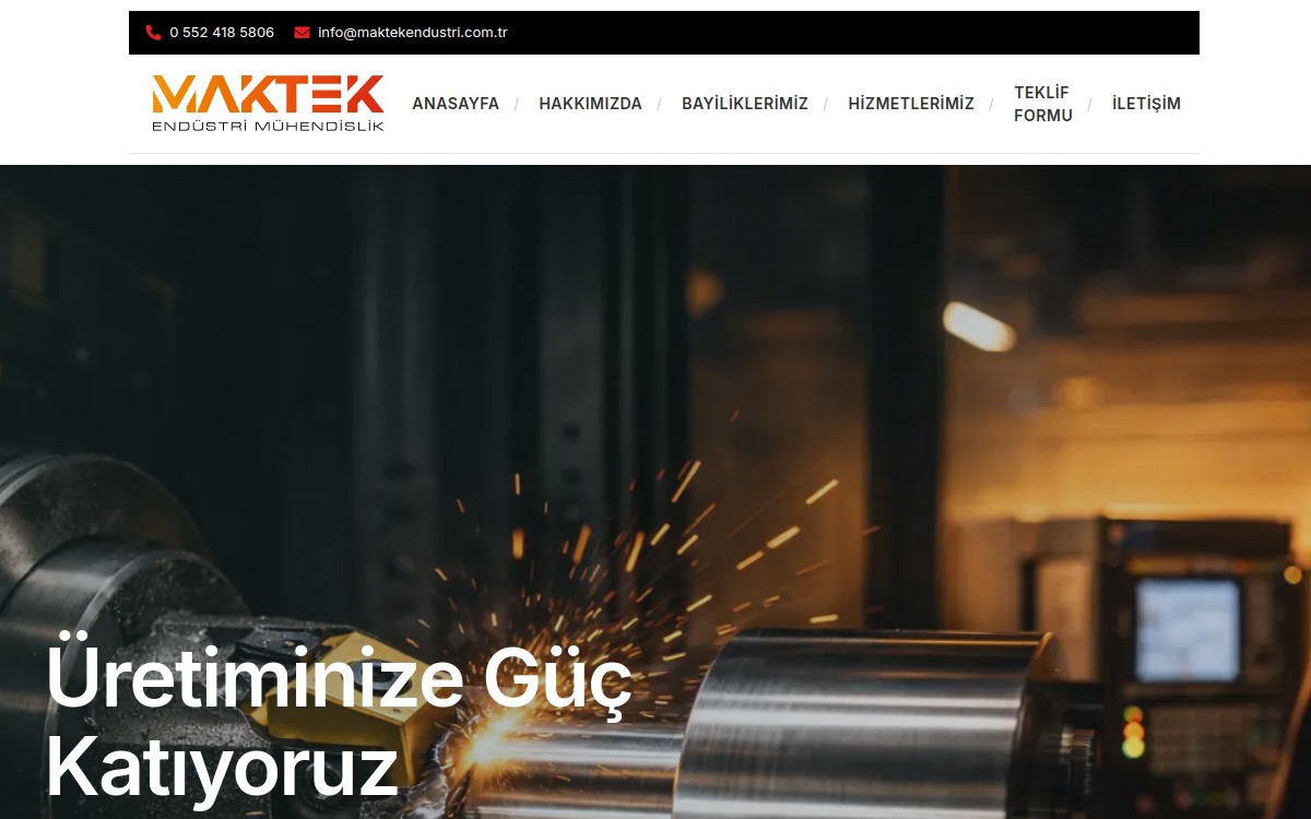MakteK Endustri website screenshot