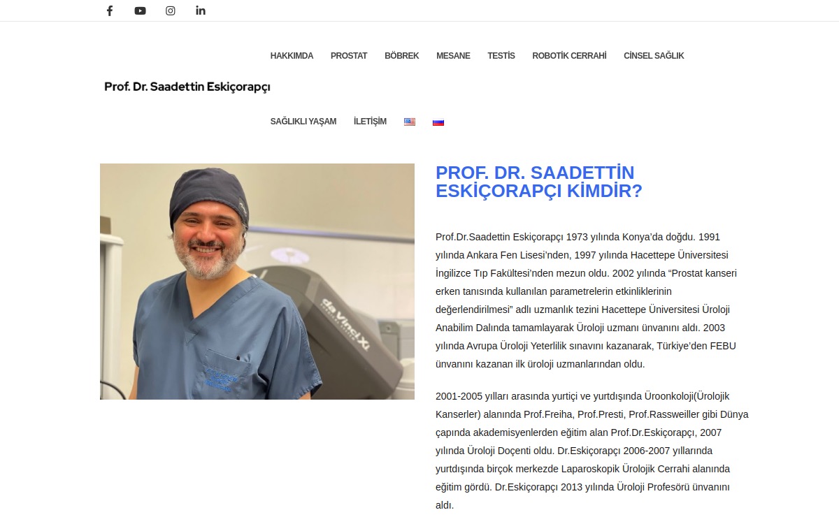 Saadettin Eskicorapci website screenshot